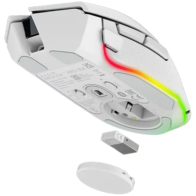 Razer Basilisk V3 Pro 35K, White, Gaming Mouse, HyperSpeed Wireless, Bluetooth, Focus Pro 35K Optical Sensor Gen-2, 35000 DPI, Configurable Razer HyperScroll Tilt Wheel, Up to 140 Hours on Razer™ HyperSpeed Wireless
