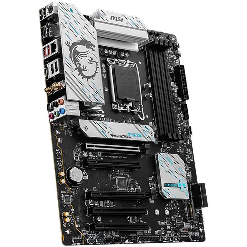 MSI B760 GAMING PLUS WIFI DDR4, LGA 1700, 4xDDR4, ATX, Dual Channel DDR4 5333(OC)MHz, 5x PCIe x16 slots, 2x M.2 slots, 1x HDMI, 1x DP, 2x USB 3.2 Gen 2, 1x USB 3.2 Gen 2 Type-C, 4x USB 2.0, 7.1 HD Audio, 2.5Gbps LAN, WI-Fi 6E, BT, 3Y