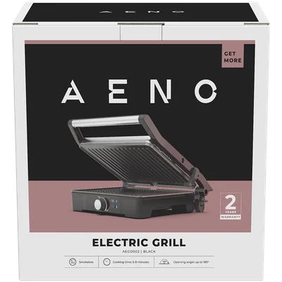 AENO Electric Grill EG2: 2000W, Temperature regulation, Max opening angle -180°, Plate size 290*234mm
