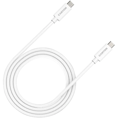 USB4 кабел CANYON UC-44 USB-C към USB-C 1m 40Gbps 240W E-MARK Бял