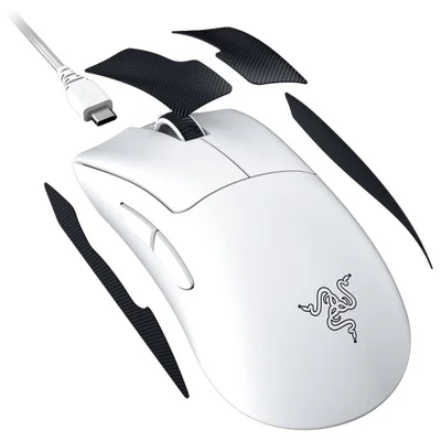 Гейминг мишка RAZER – DeathAdder V3 Pro White Edition, 30000 DPI, оптичен сензор, безжична и кабелна, 63 г
