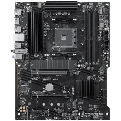 MSI PRO B550-S WIFI6E, ATX, Socket AM4, 4 DIMM, Dual Channel DDR4 up to 4800+(OC)MHz, 1x PCIe 4.0 x16, 1x PCIe 3.0 x4, 1x PCIe 3.0 x1, 2x M.2, 4x SATA3, 2x USB 3.2 Gen 2, 5x USB 3.2 Gen 1, 8x USB 2.0, 1x HDMI, 1G LAN, WIFI6E, BT 5.3, 7.1 Audio, 3Y