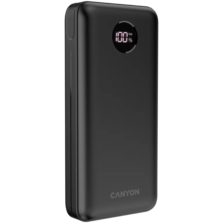 Външна батерия CANYON PB-2002 20000 mAh LED дисплей PD 20W QC 3.0 Черен