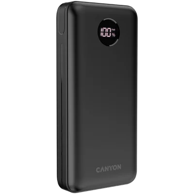 Външна батерия CANYON PB-2002 20000 mAh LED дисплей PD 20W QC 3.0 Черен