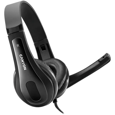 Слушалки CANYON CHSU-1 с микрофон USB 2 м Черен