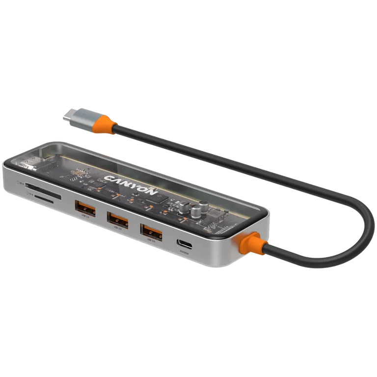CANYON hub DS-13 7in1 4k USB-C Transparent Space Grey