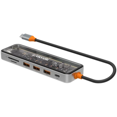 CANYON hub DS-13 7in1 4k USB-C Transparent Space Grey