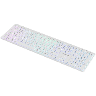 Клавиатура CANYON HKB-W11 безжична RGB Dual Mode UK/US, бяла