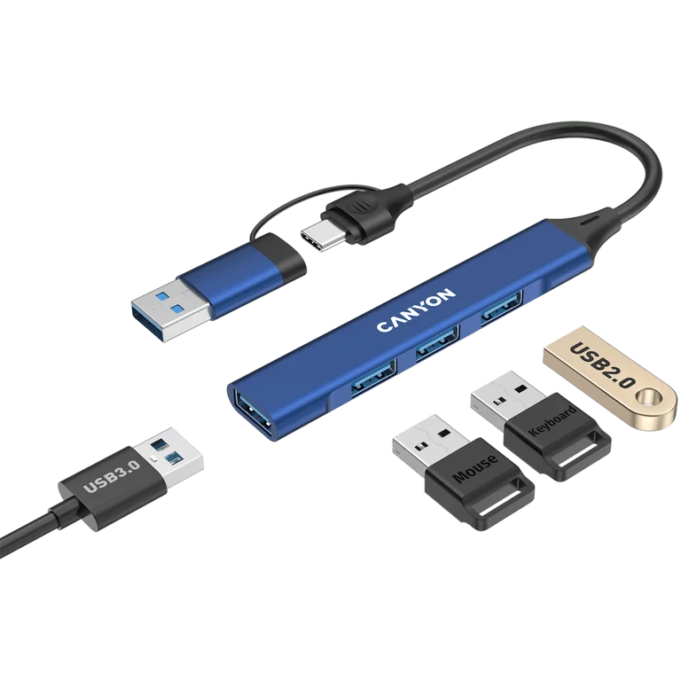 CANYON hub DS-02 4in1 USB-A/C Blue