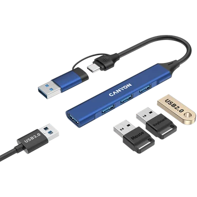 CANYON hub DS-02 4in1 USB-A/C Blue