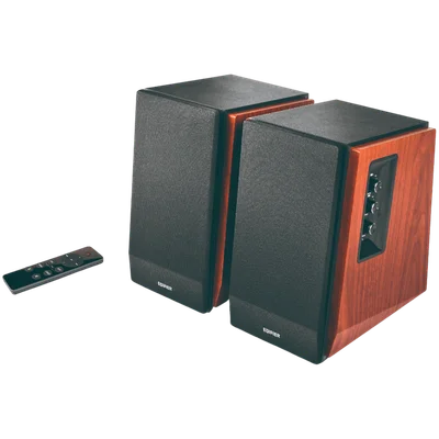 Edifier R1700BTs .0 Bookshelf Speakers, BT V5.1, RCA, 0.75-inch Tweeters, 4-inch Drivers, Sub-Out, 66W (RMS), Control Knobs and Remote Control, Brown
