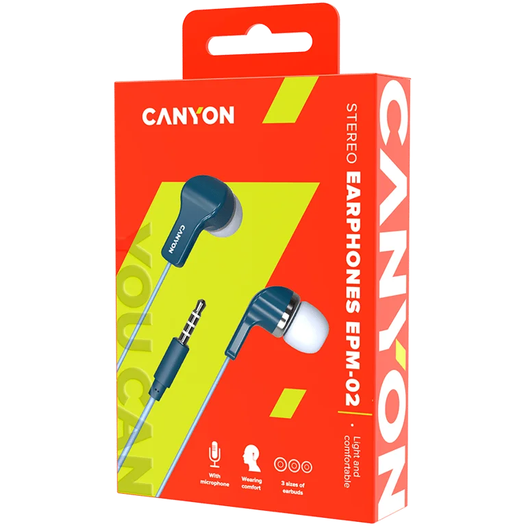 Слушалки CANYON EPM-02 с микрофон, стерео, син
