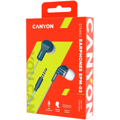 Слушалки CANYON EPM-02 с микрофон, стерео, син
