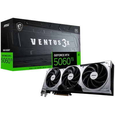 Видео карта MSI – GeForce RTX 5060 Ti VENTUS 3X OC, 8GB GDDR7, 128 bit, 2617 MHz Boost