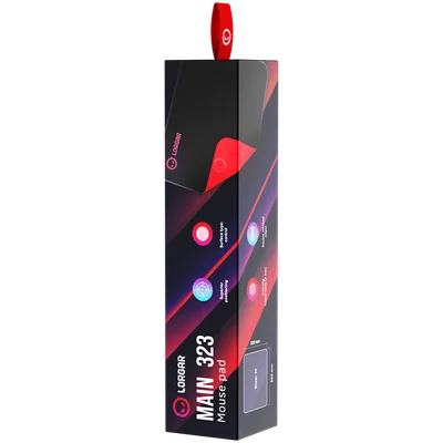 Lorgar Main 323, Gaming mouse pad, Precise control surface, Red anti-slip rubber base, size: 360mm x 300mm x 3mm, weight 0.21kg