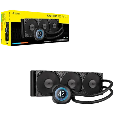 Охладител за процесор CORSAIR NAUTILUS 360 LCD, 360 мм радиатор, водно охлаждане