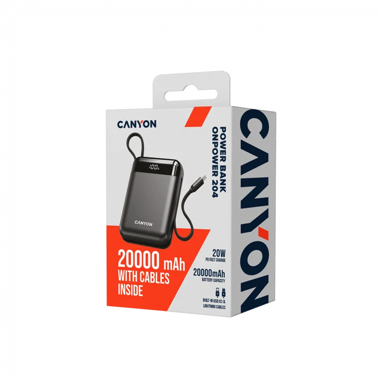 Външна батерия CANYON OnPower 204 20000mAh Черен
