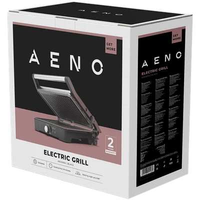 AENO Electric Grill EG2: 2000W, Temperature regulation, Max opening angle -180°, Plate size 290*234mm