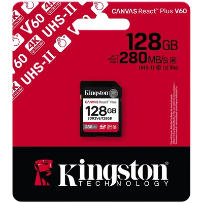 Kingston 128GB SDXC Canvas React Plus SDXC UHS-II 280R/100W U3 V60