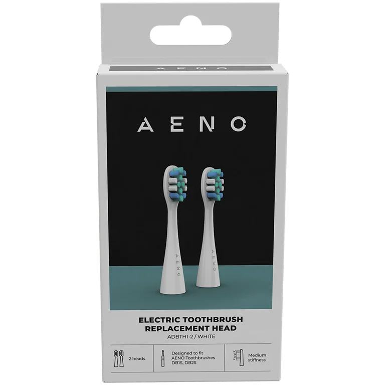 Резервни глави за електрическа четка за зъби AENO ADBTH1-2, бели, DuPont влакна, 2 броя, съвместими с AENO DB1S/DB2S