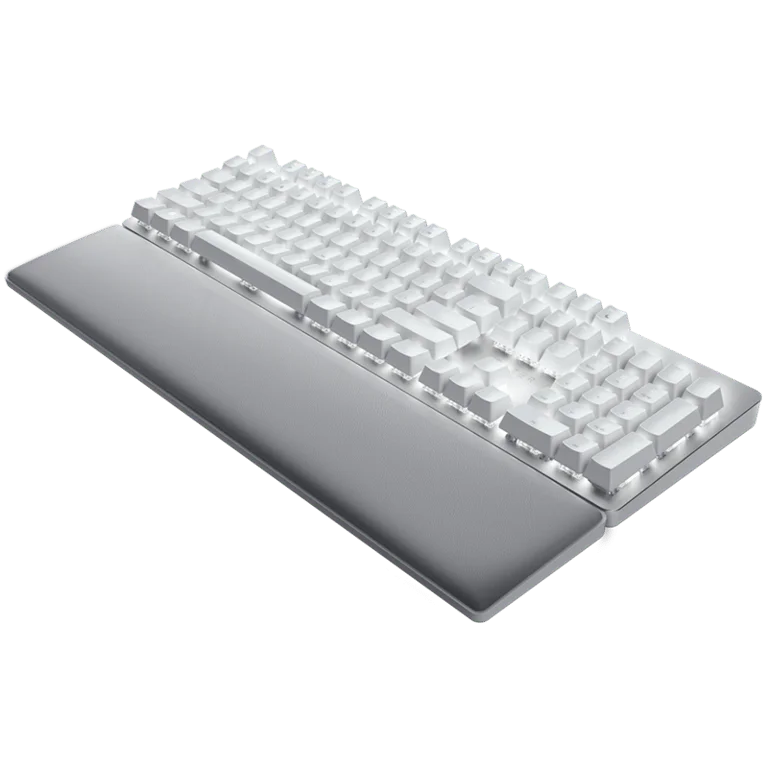 Гейминг клавиатура Razer Pro Type Ultra безжична, механични Razer Yellow превключватели, US Layout, бяла подсветка, Bluetooth и Razer HyperSpeed, USB-C, кожена поставка за китки, Soft-touch покритие