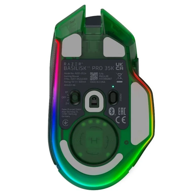 Гейминг мишка Razer Basilisk V3 Pro 35K Phantom Green Edition RZ01-05240300-R3G1 безжична, оптична, 35000 dpi, 13 програмируеми бутона, RGB, Phantom Green