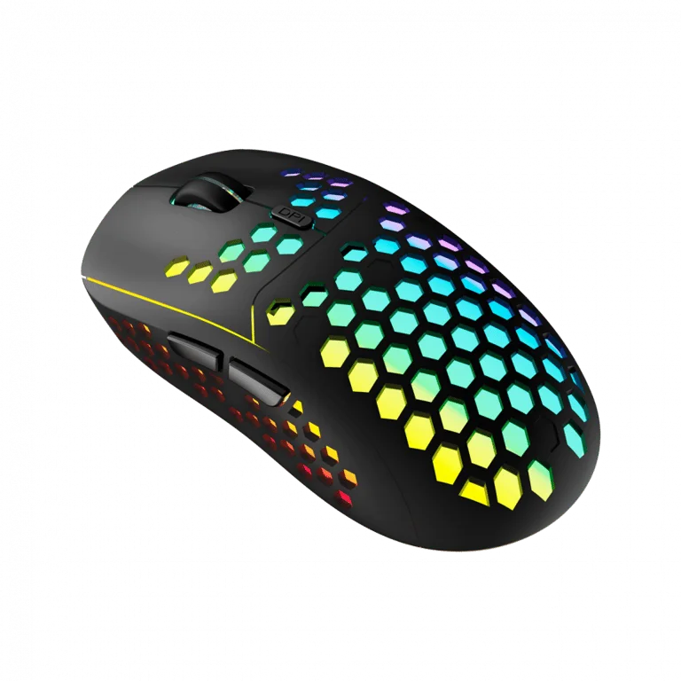 Canyon 7keys Gaming 2.4G wireless mouse, KA8 sensor, DPI up to 1600, rubber coating on panel, Huano 1million switch, 45cm PVC cable, ABS material. 400mAh battery, size: 125.8*63.7*41mm, weight: 95g, Black