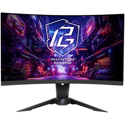 Asrock Curved Gaming Monitor, 27" QHD(2560x1440) VA, Anti-Glare, 180 Hz, 132% sRGB, 5000:1, 16:9, 300 cd/m^2, 178º/178º, 1ms (MPRT), FreeSync, Flicker-free, Tilt, Swivel, Hight adj, VESA, 2x 2W Speaker, 2x HDMI, 1x DP, 1x Audio, Wi-Fi antenna, 3Y