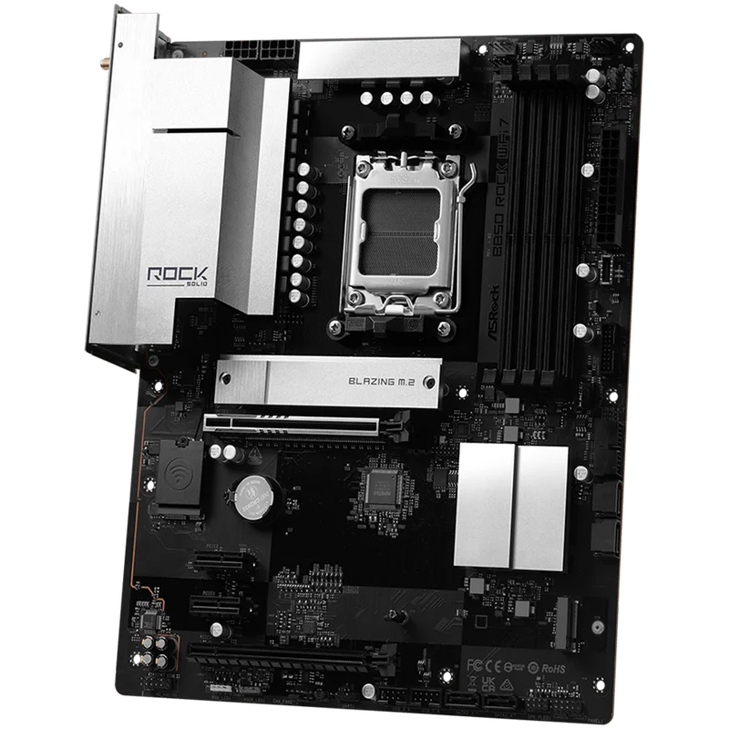 Дънна платка ASRock B850 Rock WiFi 7 ATX, Socket AM5, DDR5, PCIe 5.0, Wi-Fi 7, Bluetooth 5.4