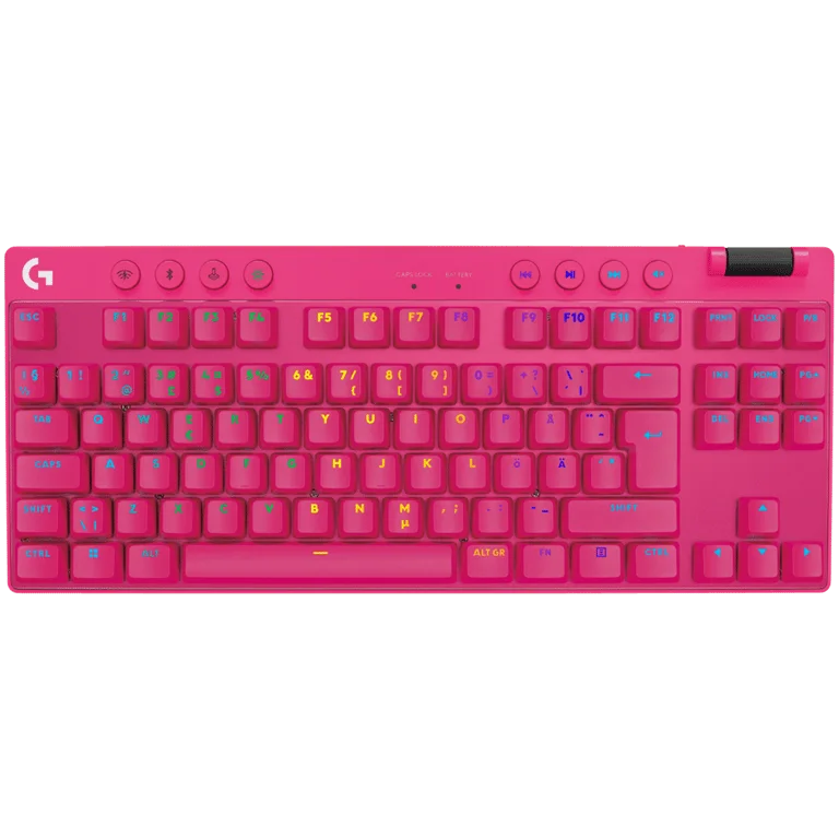 Logitech G PRO X TKL LIGHTSPEED Gaming Keyboard - MAGENTA - US INT'L - 2.4GHZ/BT - N/A - EMEA28-935 - TACTILE