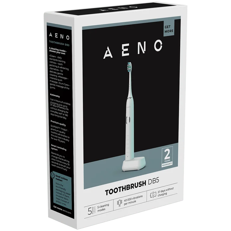 AENO Sonic Electric Toothbrush DB5: White, 5 modes, wireless charging, 46000rpm, 40 days without charging, IPX7