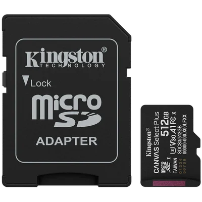 Kingston 512GB microSDXC Canvas Select Plus Gen3 150MB/s A1 Card + Adapter