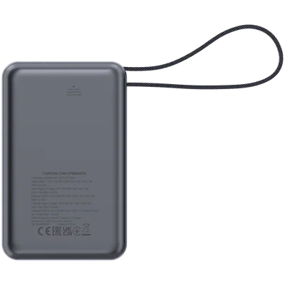 CANYON power bank OnPower 600 built-in cable 20000 mAh PD65W Dark Grey