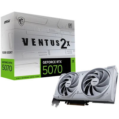 MSI Video Card Nvidia GeForce RTX 5070 12G VENTUS 2X OC WHITE, 12GB GDDR7, 192bit, Effective Memory Clock: 28000MHz, Boost: 2542 MHz, 6144 CUDA Cores, PCIe 5.0, 3x DP 2.1b, HDMI 2.1b, RAY TRACING, Dual Fan, 1x16pin, 650W Recommended PSU, 3Y