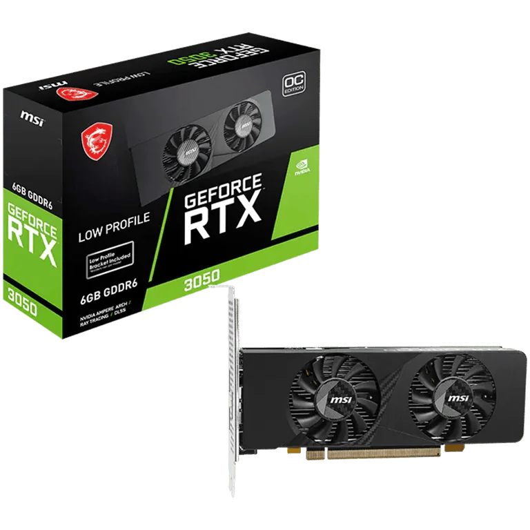 MSI Video Card Nvidia GeForce RTX 3050 LP E 6G OC, 2x HDMI, 1x DP, DUAL FAN, ATX
