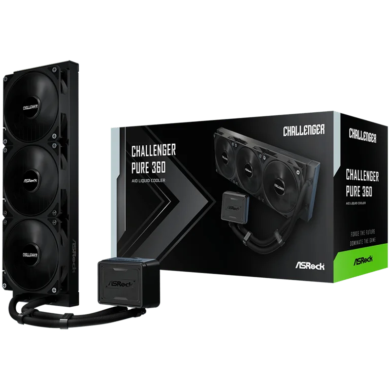 Asrock Challenger Pure 360, AiO liquid cooler, 360 mm radiator, AM5, AM4, LGA1851, LGA1700, 90-ACLA36-BDKGA6, 6Y