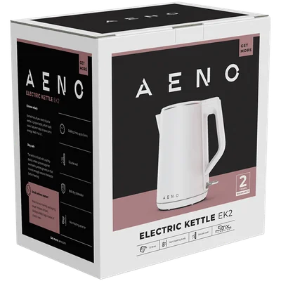 Електрическа кана AENO – EK2, 1.5L, 1850-2200W, двойни стени, бяла