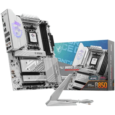 MSI MPG B850 EDGE TI WIFI, ATX, Socket AM5, 4x DDR5 Dual Channel DDR5 up to 8400(OC)MHz, 3x PCIe 3.0 x16 slot, 4x M.2 slot, 4x USB 2.0, 1x USB 5Gbps, 2x USB 10Gbps, 3x USB 10Gbps Type-C, HDMI, 7.1 HD Audio, 5G LAN, WiFI 7, BT, 3Y