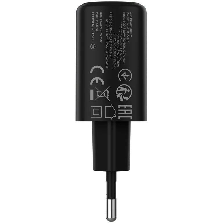 Захранващ адаптер CANYON OnCharge 250 25W USB-C PD PPS, черен