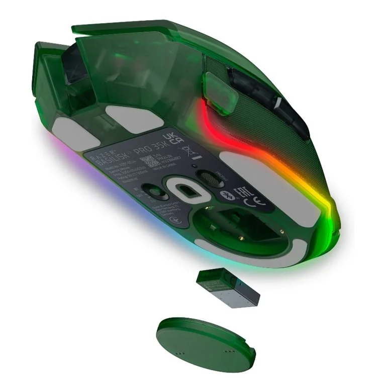 Гейминг мишка Razer Basilisk V3 Pro 35K Phantom Green Edition RZ01-05240300-R3G1 безжична, оптична, 35000 dpi, 13 програмируеми бутона, RGB, Phantom Green