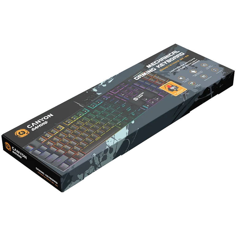 Гейминг клавиатура Canyon Cometstrike GK-55, механична, MX Red суичове, RGB подсветка, USB, черен
