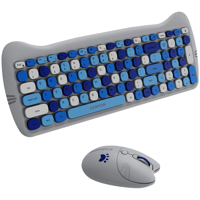 CANYON HSET-W6 EN Keyboard+Mouse Kitty Edition AAA+АА Wireless Blue
