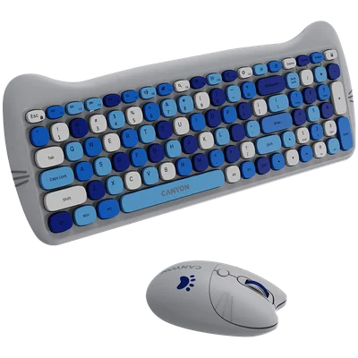 CANYON HSET-W6 EN Keyboard+Mouse Kitty Edition AAA+АА Wireless Blue