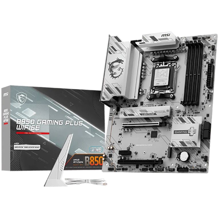 MSI B850 GAMING PLUS WIFI6E, ATX, Socket AM5, 4x DDR5 Dual Channel up to 8200(OC)MHz, 2x PCIe x16 slot, 2x M.2 slot, 4x USB 5Gbps, 3x USB 10Gbps, 1x USB 10Gbps Type-C, HDMI, DP, 7.1 HD Audio, 2.5G LAN, WiFI 6E, BT, 3Y
