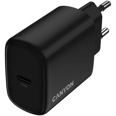 Захранващ адаптер CANYON OnCharge 250 25W USB-C PD PPS, черен