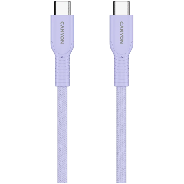 USB кабел CANYON OnWire 60CL USB-C към USB-C 1m 60W, Пурпурен