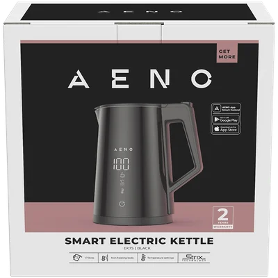 AENO Electric Kettle EK7S Smart: 1850-2200W, 1.7L, Strix, Double-walls, Temperature Control, Keep warm Function, Control via Wi-Fi, LED-display, Non-heating body, Auto Power Off, Dry tank Protection