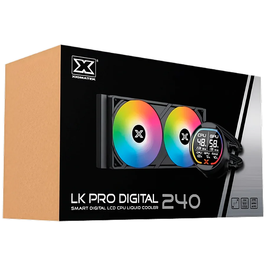 Охладител за процесор XIGMATEK LK Pro 240 Digital EN47428, водно охлаждане, 240мм, LCD дисплей, ARGB