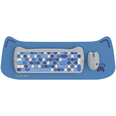 CANYON HSET-W6 EN Keyboard+Mouse Kitty Edition AAA+АА Wireless Blue