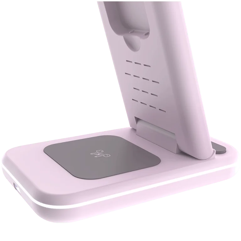 Безжично зарядно устройство Canyon WS-304 15W 3-в-1 Iced Pink